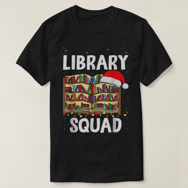 Camiseta Biblioteca Esquadrão da Equipe do Livro de Natal L (Frente do Design)