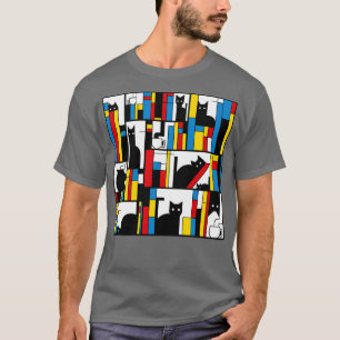Camiseta Biblioteca Mondrian Cats por Tobe Fonseca