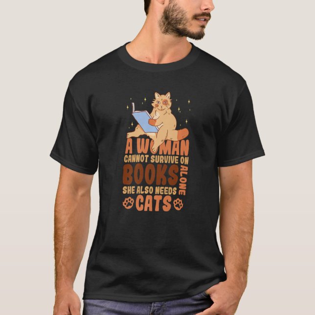 Camiseta Biblioteca Mulheres Gato Leitura Livros Sobre Prem (Frente)