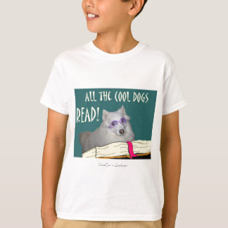 Camiseta Biblioteca - Samoyed - Cães Legal Lê Literacia