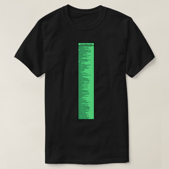 Camiseta Biblioteca - Sinal de Dewey Decimal System por Dez (Frente do Design)