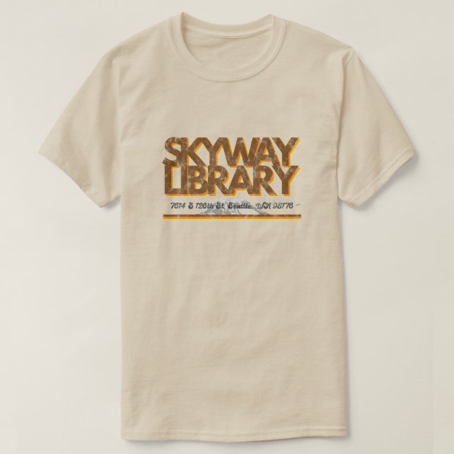 Camiseta Biblioteca Skyway dos anos 70 (Frente do Design)