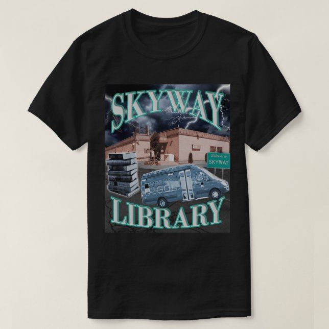 Camiseta Biblioteca Skyway dos anos 90 (Frente do Design)