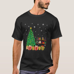 Camiseta Biblioteca Xmas Tree Lighting Santa Hat Biblioteca