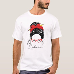 Camiseta Bibliotecária De Volta À Escola Mensagem Bun Engra