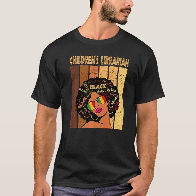 Camiseta Bibliotecário Africano-Americano Negro H (Frente)
