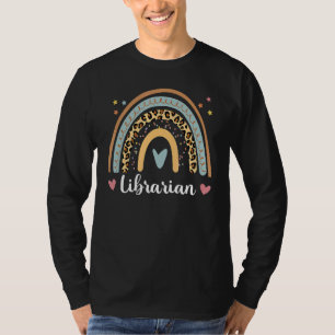 Camiseta Bibliotecário Boho Rainbow Leopardo De Volta À Esc