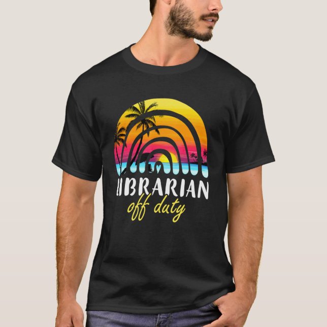 Camiseta Bibliotecário de Duty Beach Sunset Rainbow Profess (Frente)