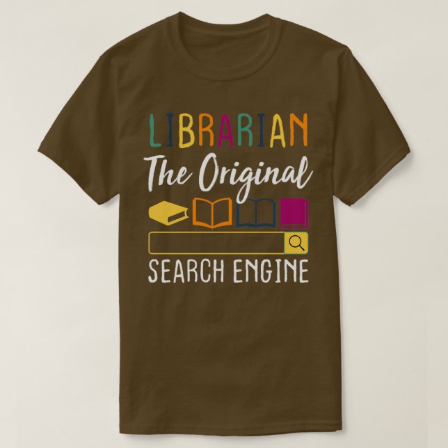 Camiseta Bibliotecário do motor de busca original (Frente do Design)
