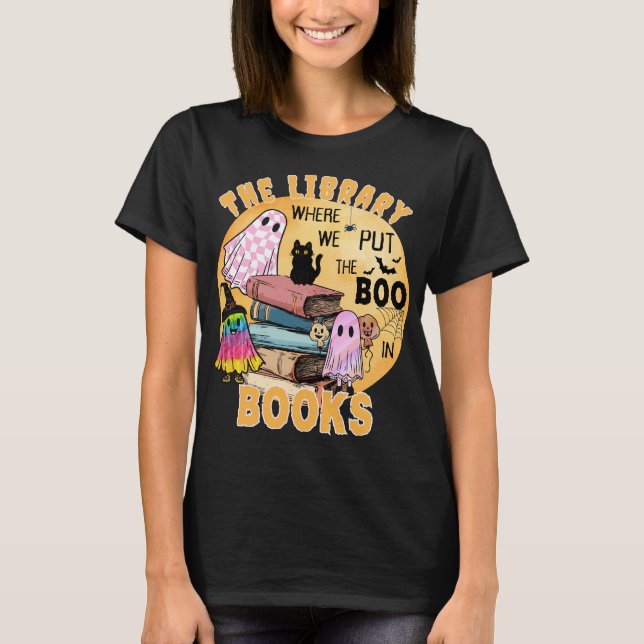 Camiseta Bibliotecário Engraçado do Dia das Bruxas com Nome (Frente)