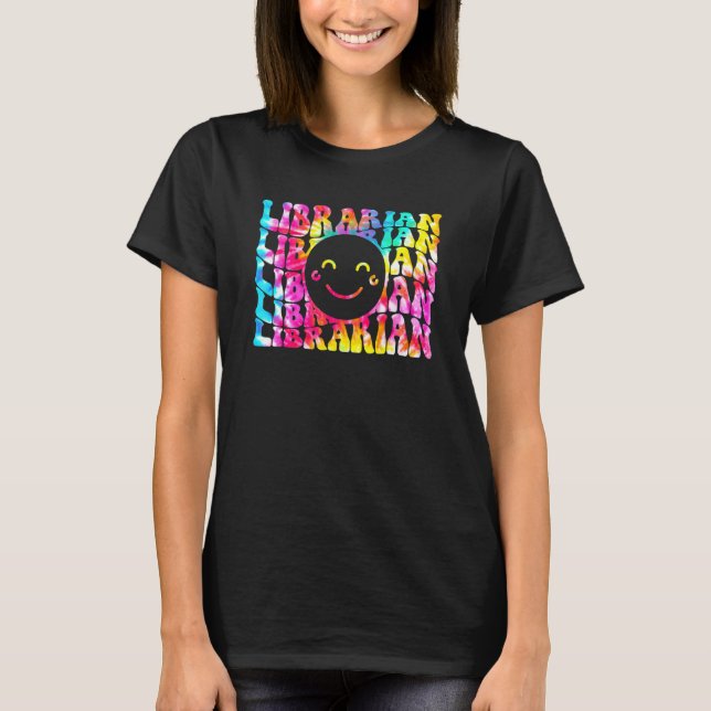 Camiseta Bibliotecário Escolar De Groovy De Volta À Escola  (Frente)