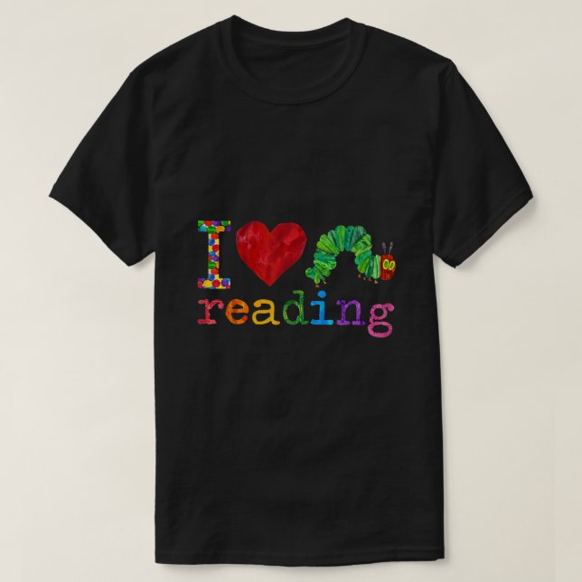 Camiseta Bibliotecário, eu adoro ler o Chá de lagarta famin (Frente do Design)