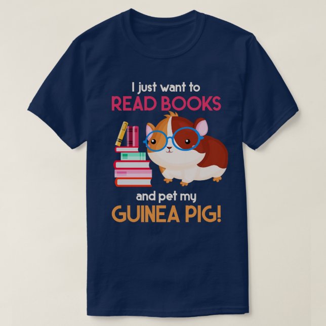Camiseta Bibliotecário Pet Lover Gift Lendo Guiné Pig (Frente do Design)