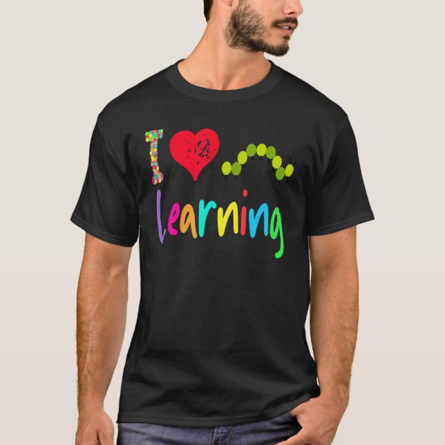 Camiseta Bibliotecário  Professor Eu Amo Aprender Lagarta C (Frente)