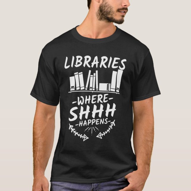 Camiseta Bibliotecas onde ela acontece livro (Frente)