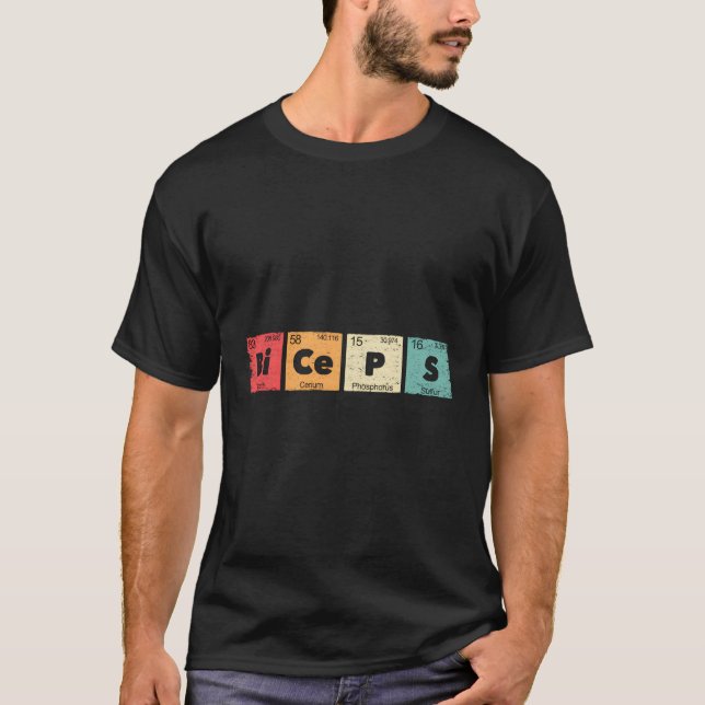 Camiseta Biceps Elementos de Mesa Periódicos Peso de Constr (Frente)