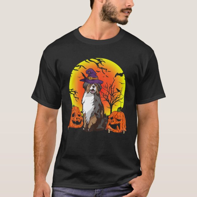 Camiseta Bichão de Chapéu de Bruxa Australiano de Pet Bonit (Frente)