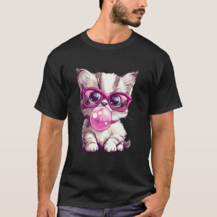 Camiseta Bichinhos De Estimação Gatos Óculos Chiclete