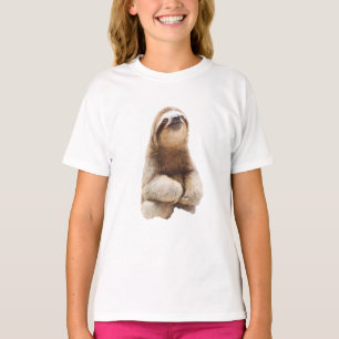 Camiseta Bichinhos de Preguiça Marrom Sorridente Adoráveis