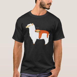 Camiseta Bicho de Estimação Preguiça Montando Llama Alpaca