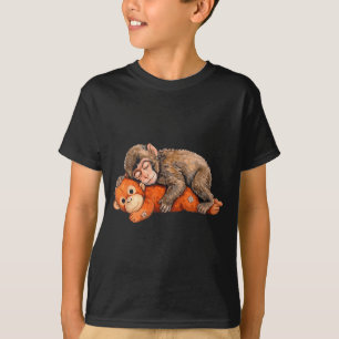Camiseta Bicho de pelúcia macaco Punch fofo bebê macaco com