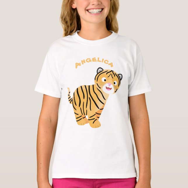 Camiseta Bicho de tigre feliz e bonito (Frente)