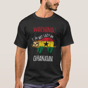 Camiseta Bicho Preguiça Bandeira de Gana Não Estou Preguiço