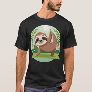 Camiseta Bicho-Preguiça de Yoga Fofo em Cartoon Pose Relaxa