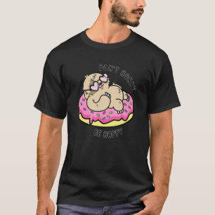Camiseta Bicho Preguiça Feliz Não Se Apresse Com Donut Fofo