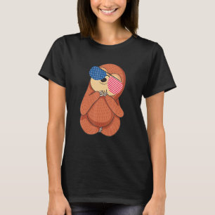 Camiseta Bicho-Preguiça Fofo Bandeira Americana Coisas Usa