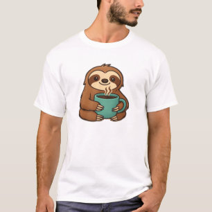 Camiseta Bicho-Preguiça Fofo com Caneca de Café � Animal Ac