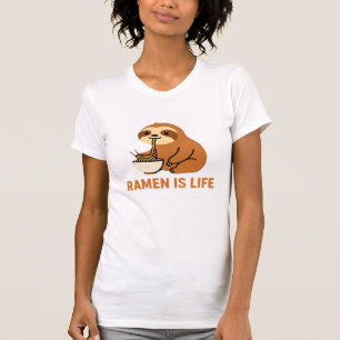 Camiseta Bicho-Preguiça Fofo Comendo Ramen � Design Engraça