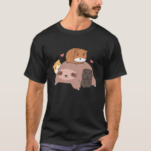 Camiseta Bicho-Preguiça Fofo Dormindo Ama Porquinhos-da-Índ