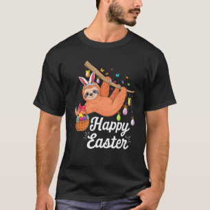 Camiseta Bicho-Preguiça Fofo e Feliz Com Orelhas de Coelho