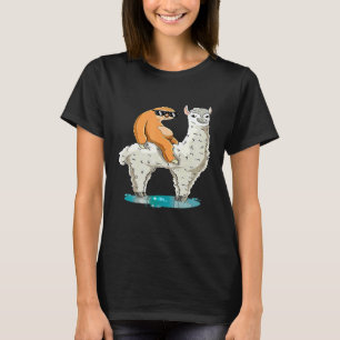 Camiseta Bicho-Preguiça Fofo Montando Lhama Amigos Alpaca M
