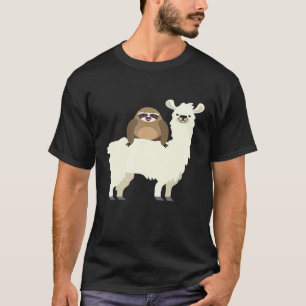 Camiseta Bicho Preguiça Fofo Montando Lhama Amigos Animais