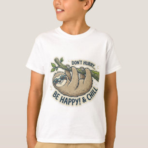 Camiseta Bicho-Preguiça Fofo "Não Se Apresse, Seja Feliz &