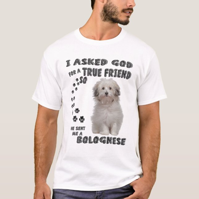 Camiseta Bichon Bolognese Quote Mom, Bologneser Dad Art, Cu (Frente)