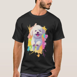 Camiseta Bichon Frise Amante Arrepios Coloridos Art Bichon