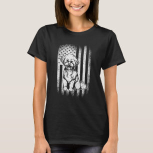 Camiseta Bichon Frise American Flag Dog Pai Mãe