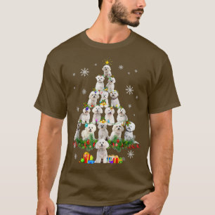 Camiseta Bichon Frise Árvore de Natal Luz Engraçado Cachorr