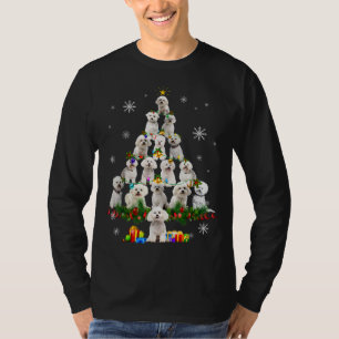 Camiseta Bichon Frise Árvore de Natal Luz Engraçado Cachorr