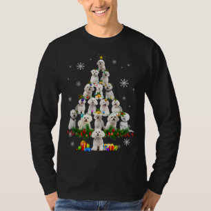 Camiseta Bichon Frise Árvore de Natal Luz Engraçado Cachorr