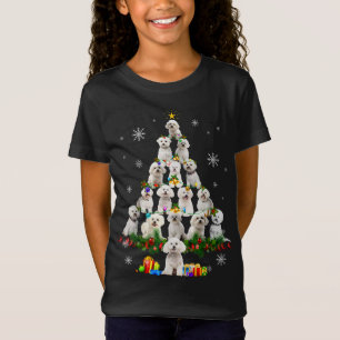 Camiseta Bichon Frise Árvore de Natal Luz Engraçado Cachorr