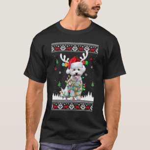 Camiseta Bichon Frise Cachorro Luzes De Natal Feias S