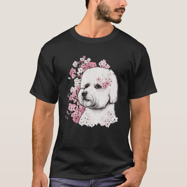 Camiseta Bichon Frise Cherry Blossom Dog Breia Japonês Sak (Frente)