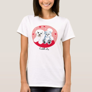 Camiseta Bichon Frise & corações do urso de ursinho