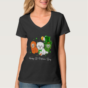 Camiseta Bichon Frise Dia de São Patrício Boys Miúdas Shamr