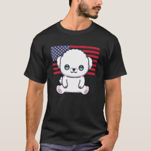 Camiseta Bichon Frise Dog 4 De Julho Patriótico Eua América