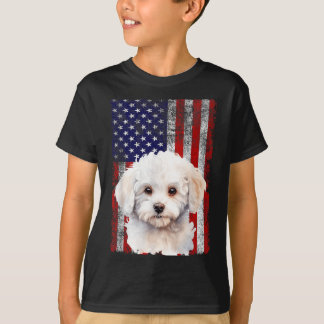 Camiseta Bichon Frise Dog Lover US Flag 4th of July